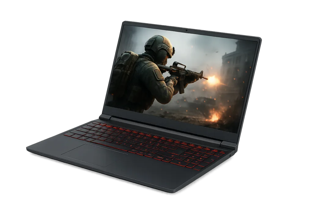 Notebook gamer com iluminação de teclado e visual robusto